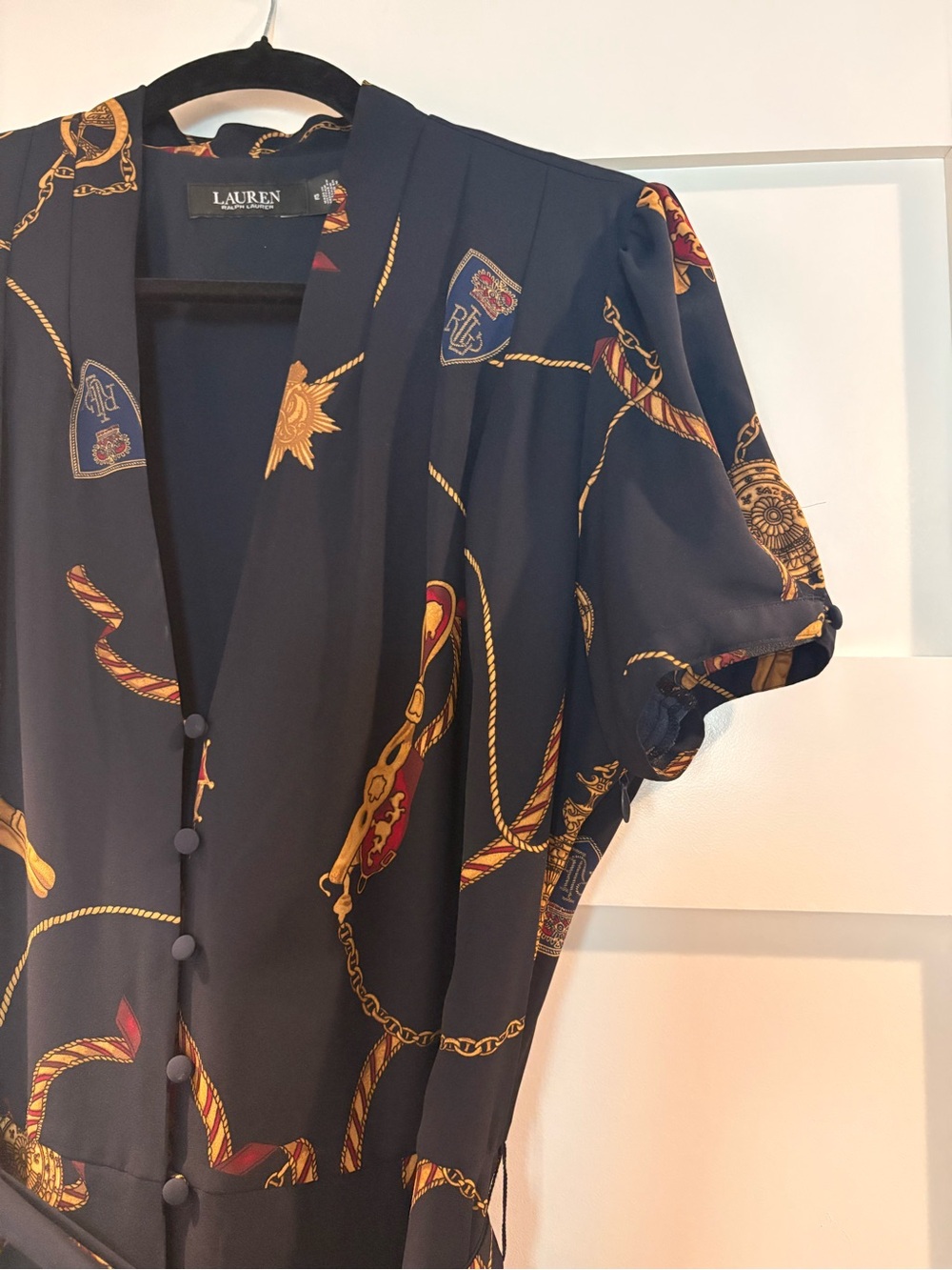 Ralph Lauren Black Midi Dress with Gold Chain & Rope Motif - Picture 2 of 4